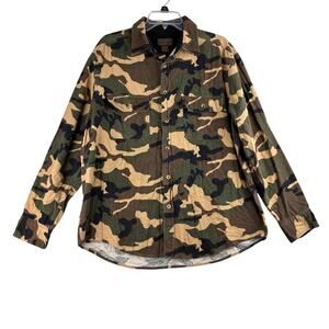 Marino Bay Long Sleeve Button Up Shirt Mens Large Camo 100% Cotton Flannel Soft